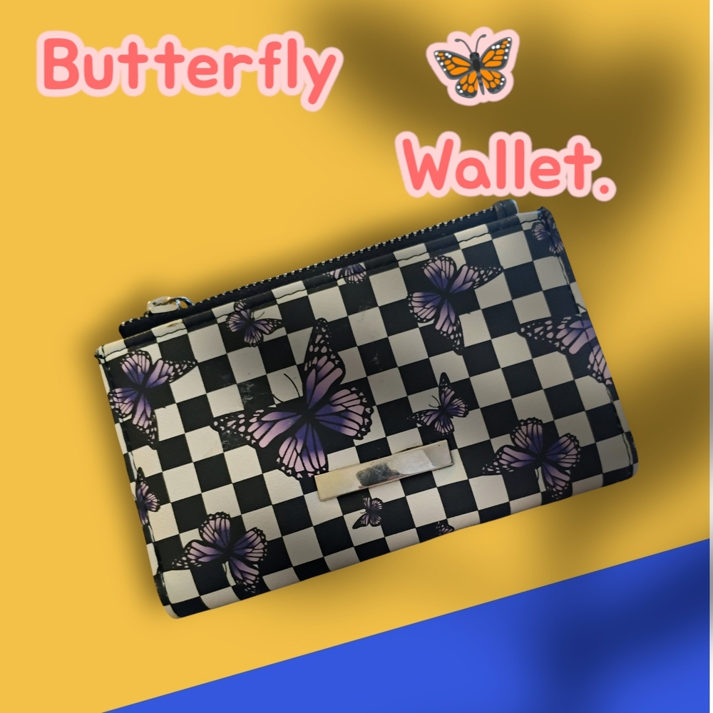 Butterfly Checkered Wallet